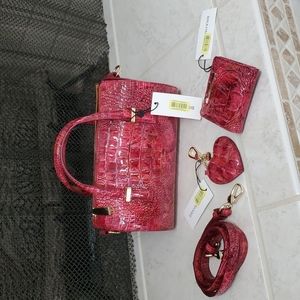 🤩 BRAHMIN Petunia Claire Barrel Bag, Jane Wallet, & Heart Key Fob 🤩